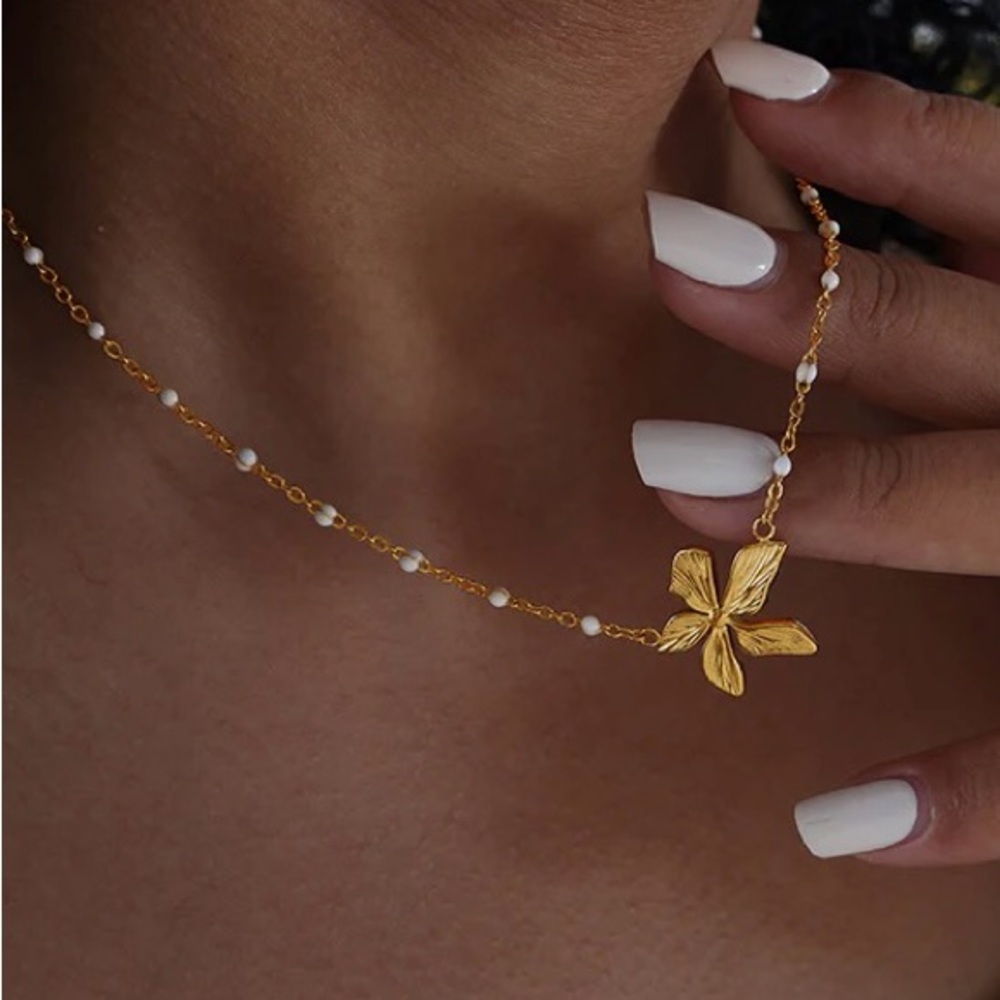 Flora 18K PVD Gold Plated Necklace - Picture 1 of 6